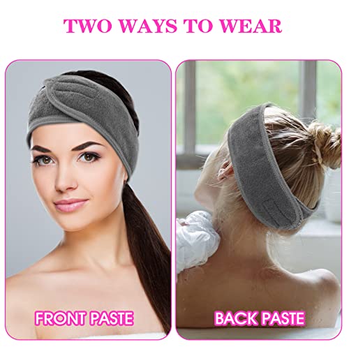 Sibba 3 Pack Spa Headband, Adjustable Headband for Face Wash Makeup Beauty, Facial Yoga Headband Self-Adhesive Towel - Image 5