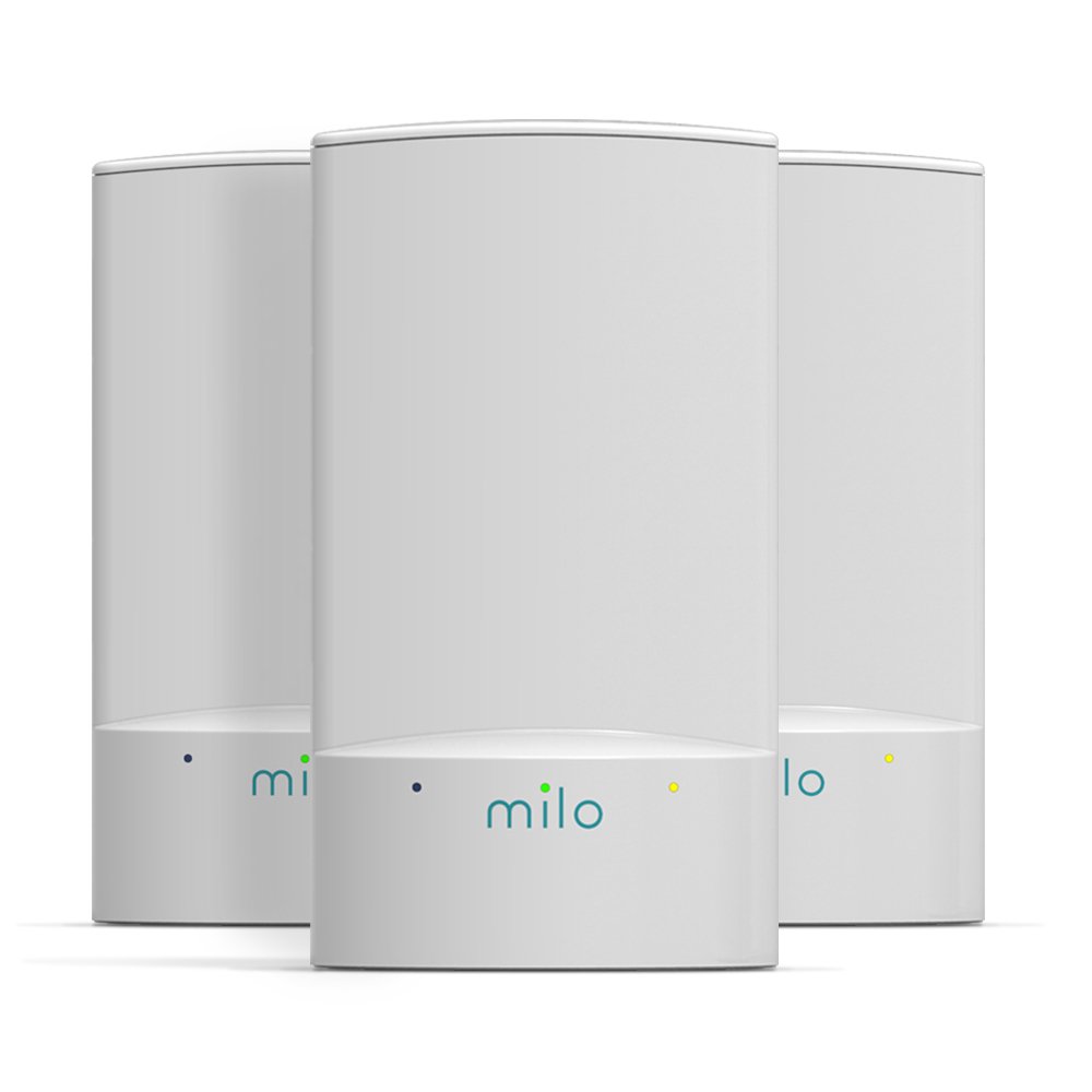 milo 2.0 Three-Pack WiFi Range Extenders - Whole Home Distributed WiFi, BaseLink Network Technology, Hybrid Mesh Technology, Increase WiFi Coverage Area up to 3,750 Sq. Ft.