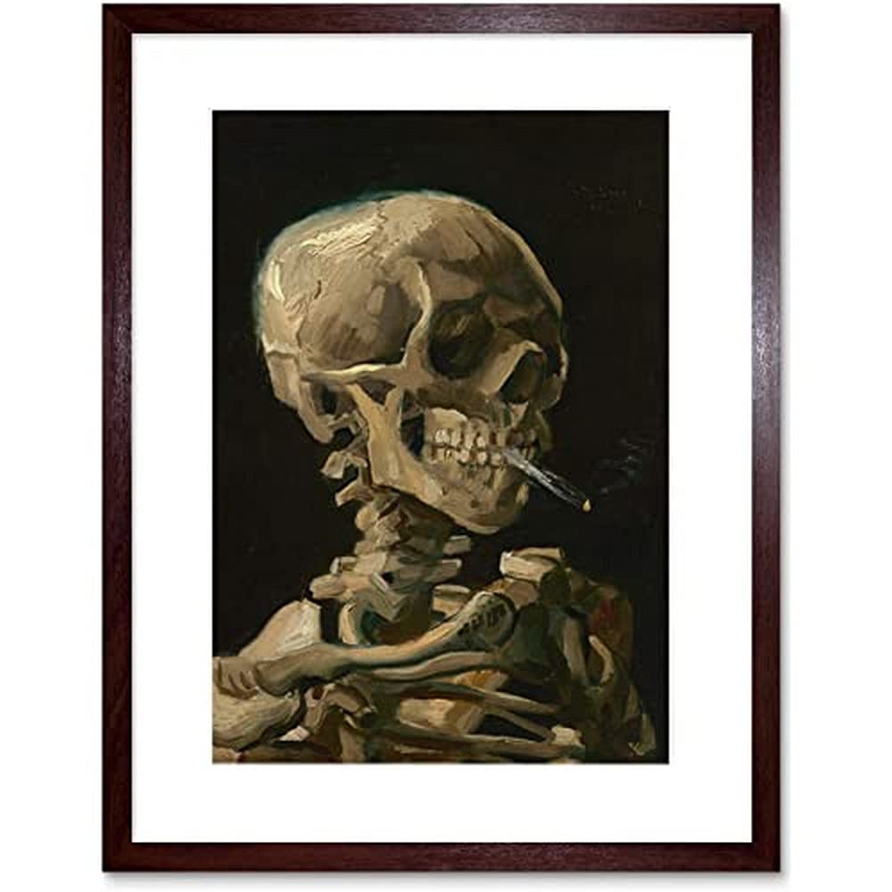 Van Gogh Head Skeleton Burning Cigarette Wall Art Print