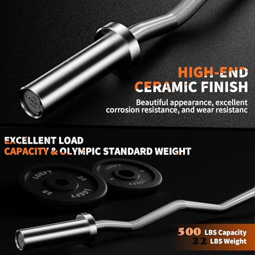 EZ Curl Bar 47 inch/4ft Olympic Barbell 75K PSI, 300LBS Weight Capacity Hard Chrome/Ceramics Coating with Copper Sleeve and Needless Bearing for Weightlifting, Hip Thrusts, Squats and Lunge - Image 4