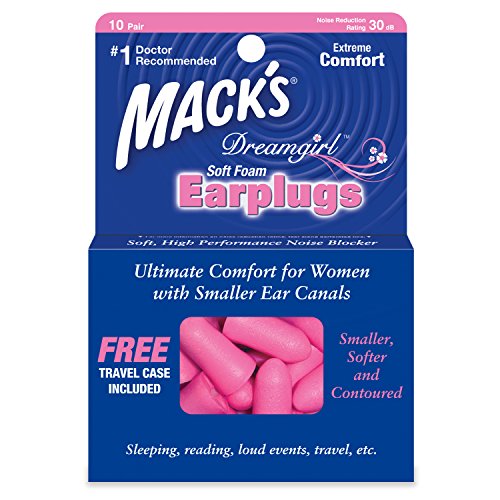 MACK'S? Dreamgirl Soft Foam Earplugs (10 Pairs) - With Free Travel Case