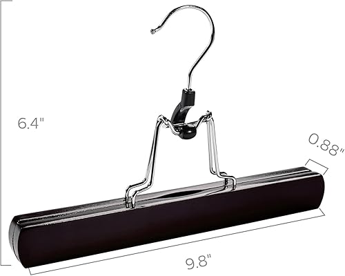 Miniatura 7 de HOUSE DAY Perchas de madera para pantalones, paquete de 10 perchas de madera antideslizantes para faldas y pantalones de madera con gancho giratorio