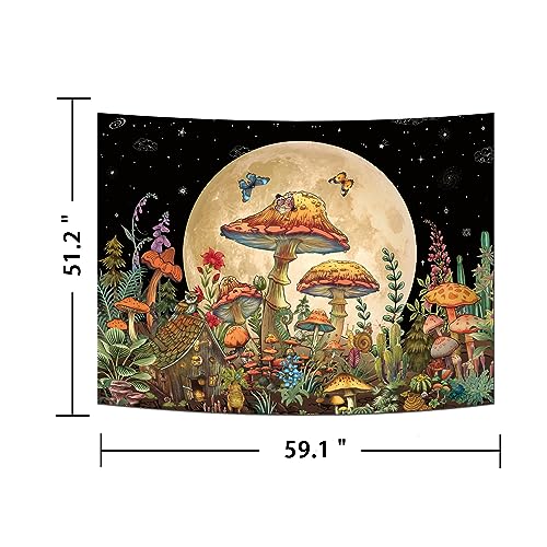 Ameyahud Mushroom Tapestry Moon Star Tapestry Starry Sky Tapestry Vintage Aesthetic Tapestry Nature Plant Tapestry Floral Flower Tapestry Butterfly Night Tapestry Wall Hanging Decor For Home thumb #5