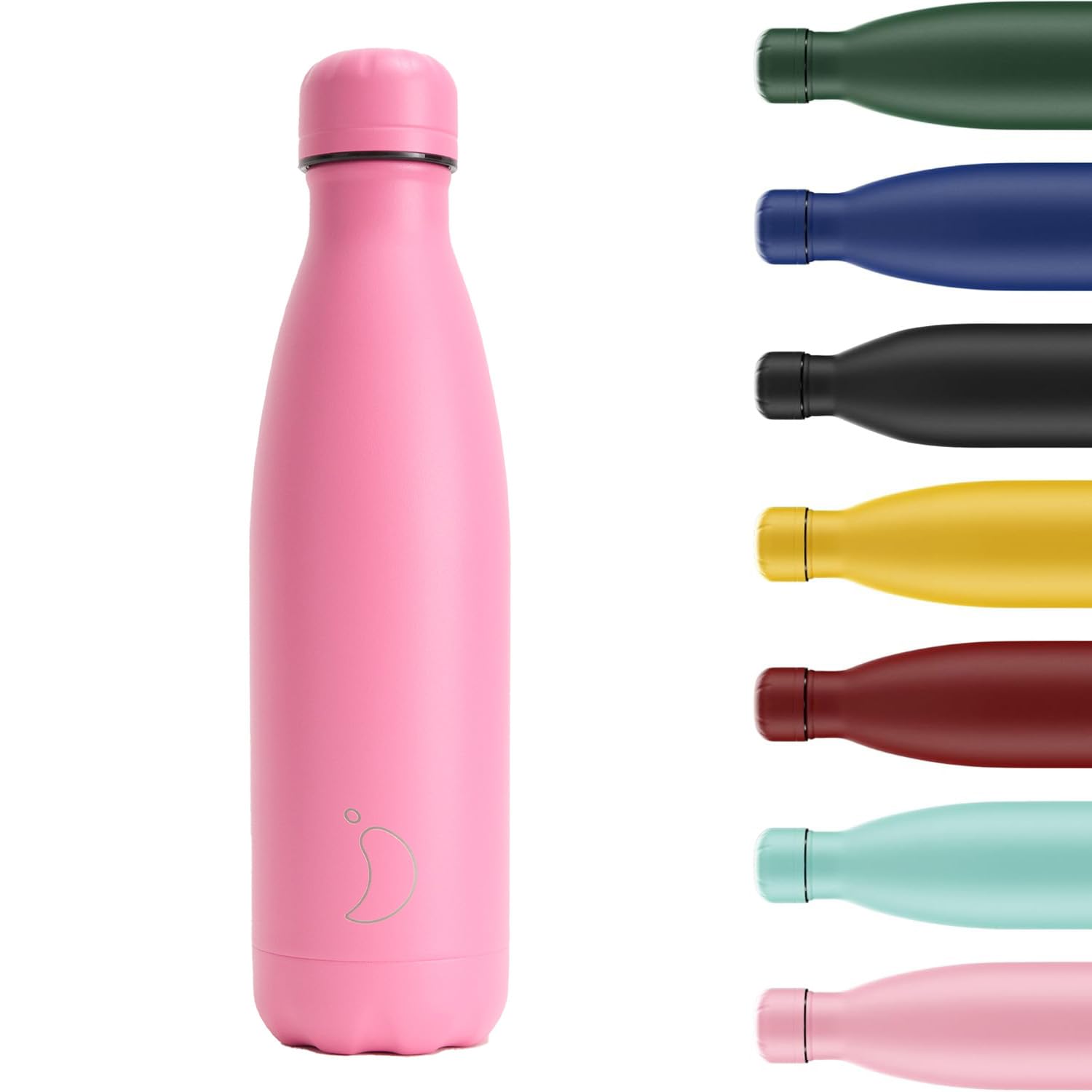 Chilly's Original Water Bottle - Vacuum Insulated Stainless Steel Water Bottle, Reusable Thermal Flask for Hot & Cold Drinks - Leak Proof, No Sweat - All Pink, 500ml