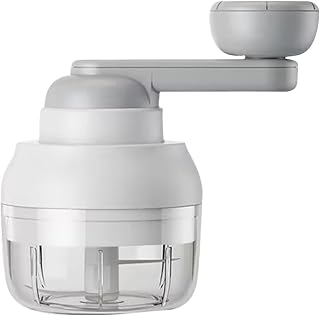 Picadora manual de ajos, mini cortador de verduras portátil, 100 ml, molinillo de nueces, picadora de cebolla, máquina de alimentos para bebés, apto para frutas, carne, patatas, etc. KzQ904 (blanco,
