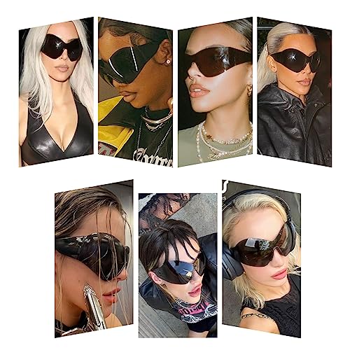 Oversized Sunglasses Womens Mens Fashion Rimless Y2k Shades Trendy Shield Wrap Around Sun glasses2