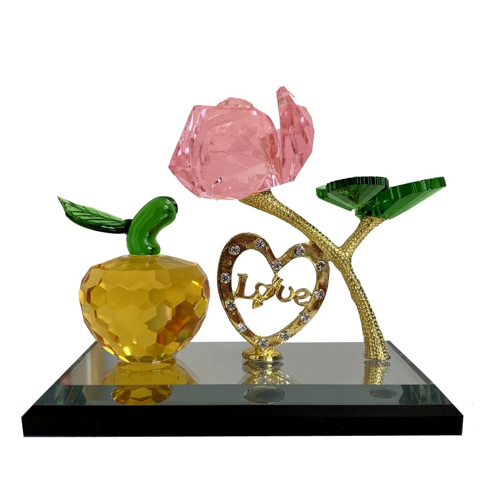 Regalo di San Valentino Figurine di Fiori di Rosa di Cristallo Sogni Ornamento Fermacarte di Vetro Lucky Unfading Bouquet Scultura Decorazioni for la casa