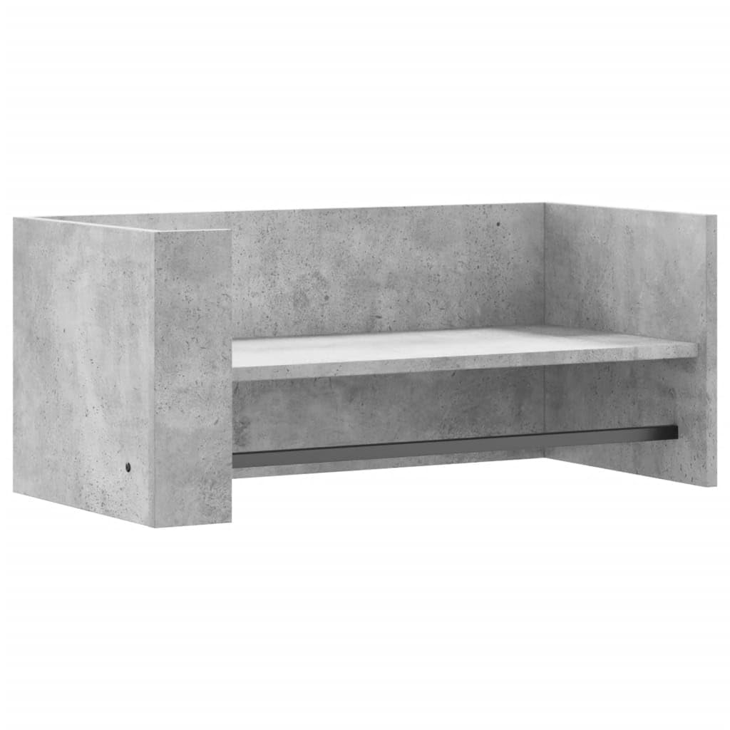 Wandregal Betongrau 70,5x35x30,5 cm Holzwerkstoff Schweberegal mit Hängestange für Wohnzimmer Bad und Küche