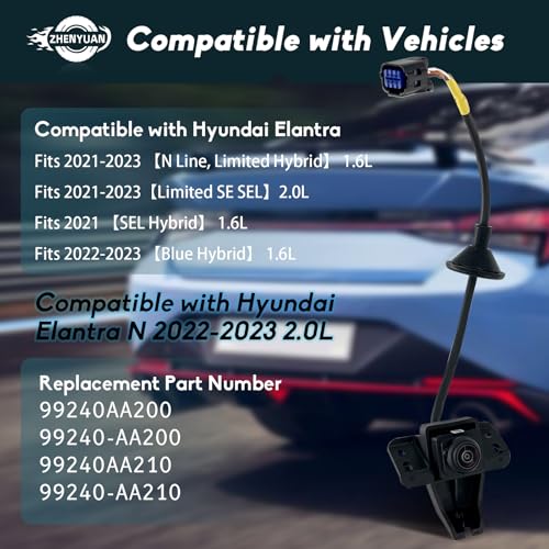 Image of 99240AA200 Rear Back View Camera Compatible with Hyundai Elantra (incl. N Line) 2022 2023 Replace# 99240AA200 99240AA210