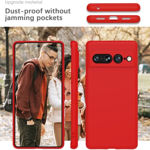 Image of YATWIN Silicone Back Case for Google Pixel 7 Pro, Soft-Touch Phone Back Cover for Google Pixel 7 Pro - Red