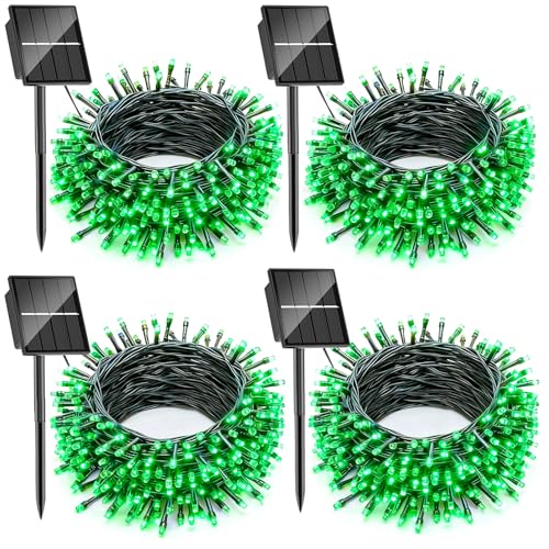 SOLARBABY Guirnaldas Luces Exterior Solar, 4 x 10M 100 LED Luces Navidad Exterior Solares 8 Modo,IP65 Impermeable Navidad Cadena de Luces Solares para Exteriores Jardín Del Arbol Xmas Decor, Verde