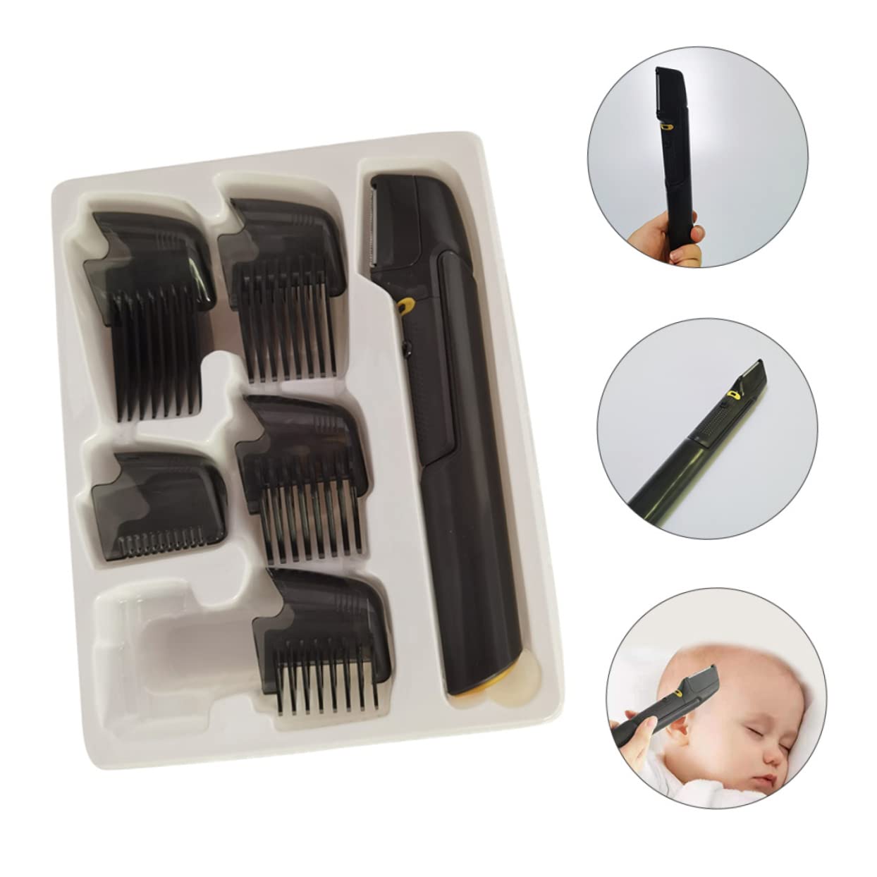 Tagliacapelli Elettrico Retrattile Nero 5 Pettini, Set