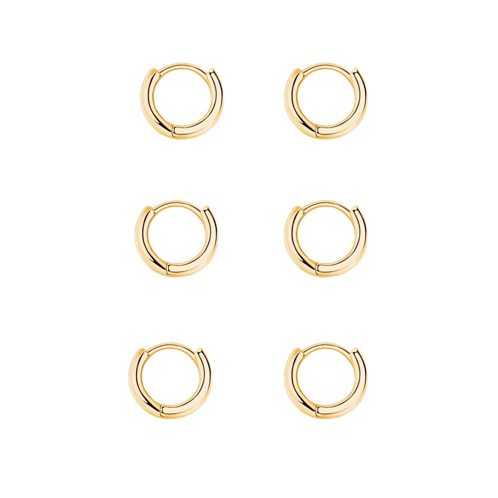 Silber 925 Creolen Set - 3 Paar Klein Ohrringe für Damen, Mädchen, Herren - Gold Huggies, Zierliche Knorpel Tragus Helix Schlafen Ohrringe 6mm