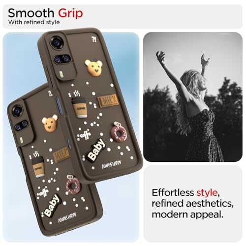 Image of Pikkme Back Cover for Vivo Y31 / Y51 | Cute Fun Cartoon 3D Bear Silicone Full Body Protection Bumper Case (Brown)