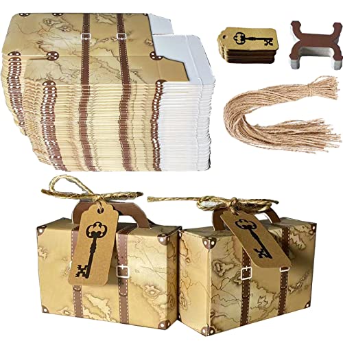 Petite Boite Cadeau 50 Pièces Boîtes Dragée en Dforme de Valisettes, Bonbonnière Boîte à Dragées Mariage, Boite de Bonbons avec étiquettes pour...