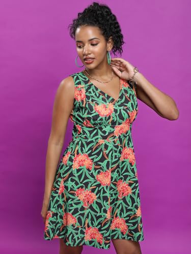 Image of Tokyo Talkies Women's Sleeveless V-Neck Printed Dresses| Dresses Women| Dresses| Stylish| Casual