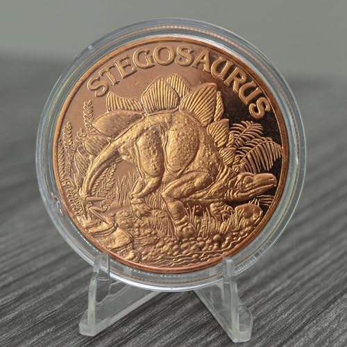 Image of Stegosaurus Prehistoric Dinosaur - 1 oz .999 Pure Copper Round Collecticble 39mm Challenge Coin in Capsule - COA by Heavenly Metals