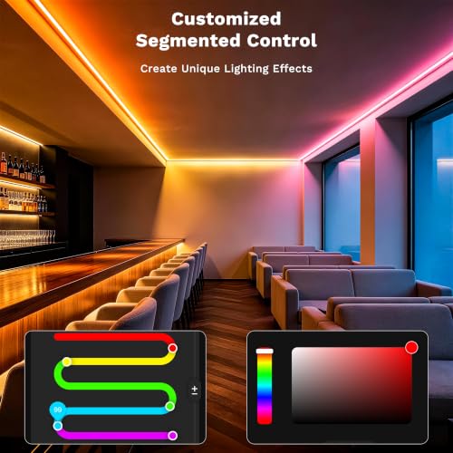 Image of MIWISE LED Strip Lights,RGB Smart IC COB LED Strip Light Color Chasing,24ft Multicolor Flexible LED Tape Light,Music Sync with APP Control,Addressable DIY 16M Colors,for Cabinet,Bedroom,Party Decor