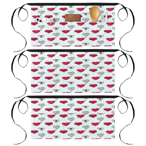 Demi-tablier de cuisine à 3 poches pour éliminer les taches pendant la pâtisserie