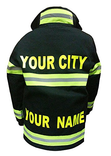 Aeromax Personalized Jr. Firefighter Suit/Bunker Gear, Black or TAN, (2/3, Black)