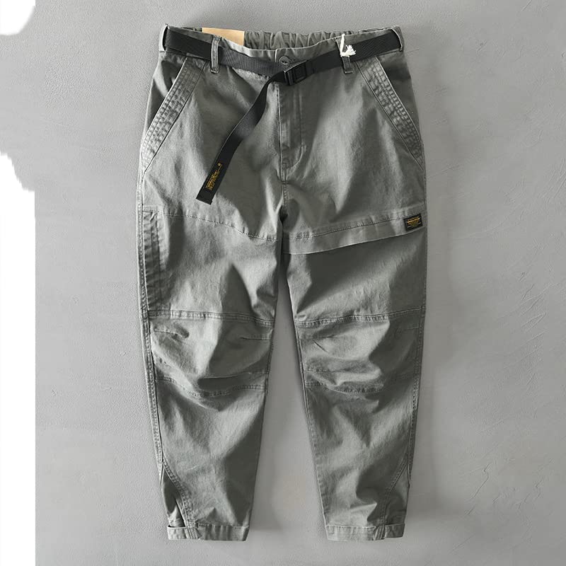 Autumn and Winter Men Cotton Solid Color Loose Casual Style Pants Pocket Army Green Workwear2