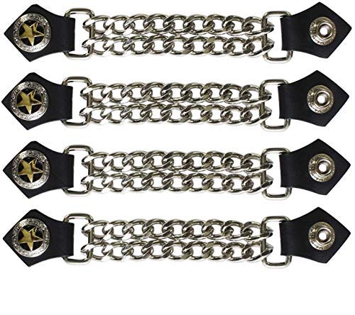 Dream Apparel 4 Pcs Per Set Texas Star Vest Extender Chrome Double Diamond Cut Chrome Chain