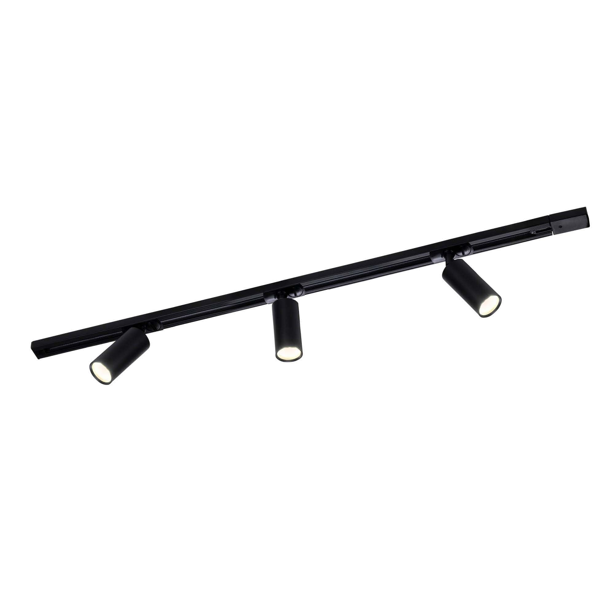 Ledvion Track Lighting 1m 1-Phase Black 3 Spotlights Without GU10 Bulb