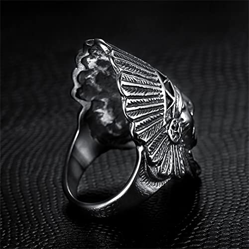 HIJONES Unisex Stainless Steel Indian Chief Tribe Ring3