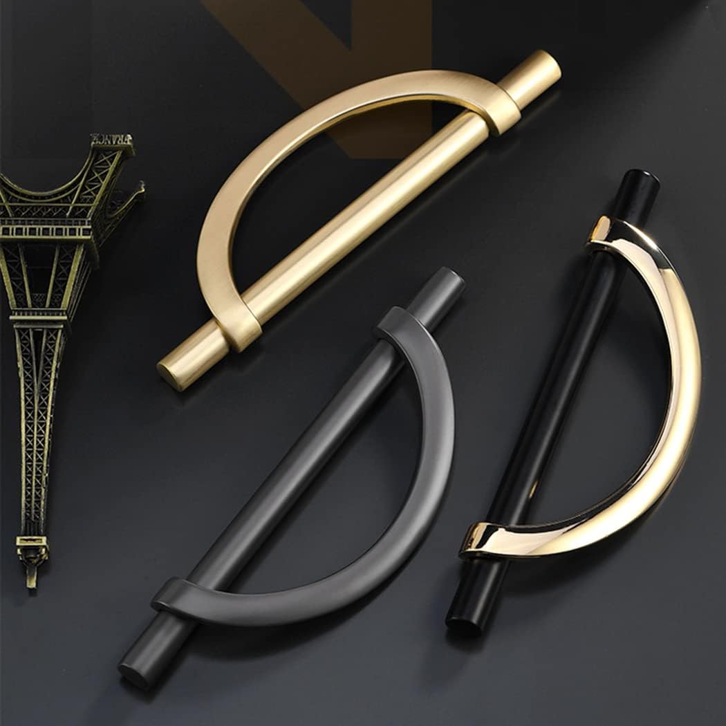 Black Gold Cabinet Pulls Drawer Pulls, Half Moon Shape Cabinet Pulls Black Gold Dresser Handles, Kitchen Drawer Handles Antique Cupboard Door Handles 4Packs ‎3.75in