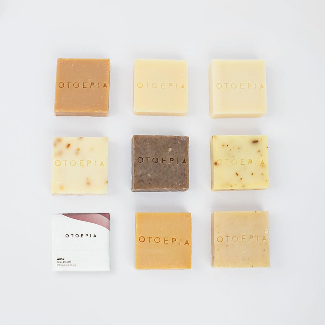 Otoepia Olive Oil Soap Bars - 8 Scented Variety Pack - Natural & Moisturizing - Lavender, Orange Blossom, Jasmine, Rose, Mint, Oud, Musk, Chamomile -