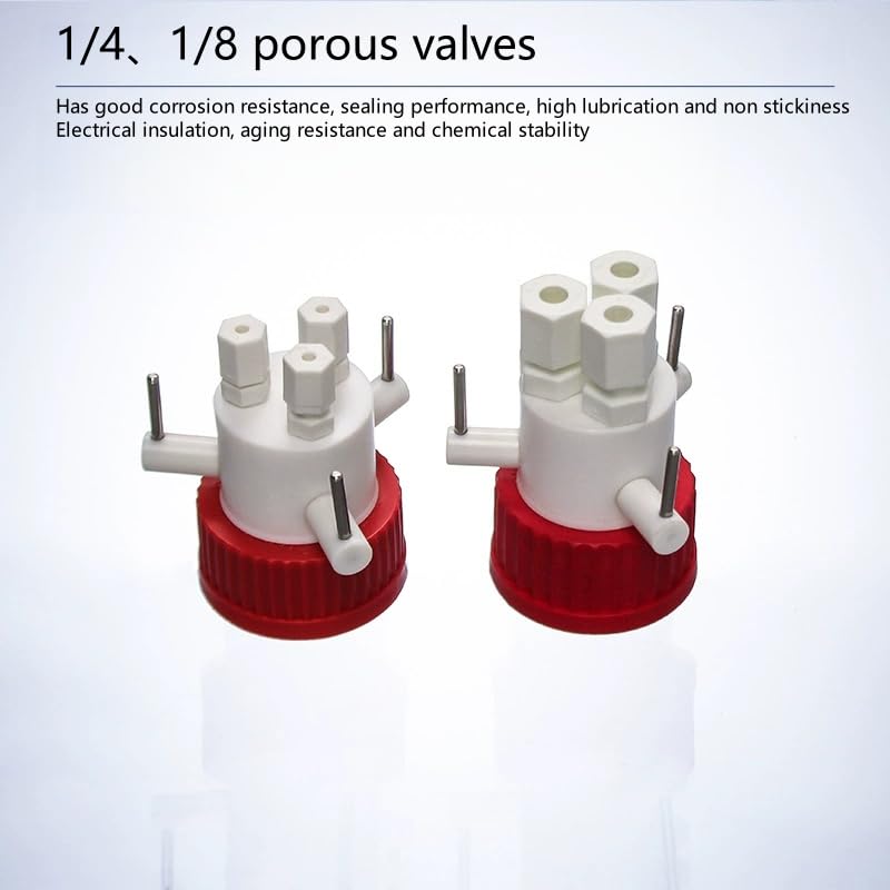 Tapa de válvula de dos/tres puertos for tapa de botella de laboratorio GL45: cuerpo de PTFE, válvula de PCTFE,(1/8" Two-Port)