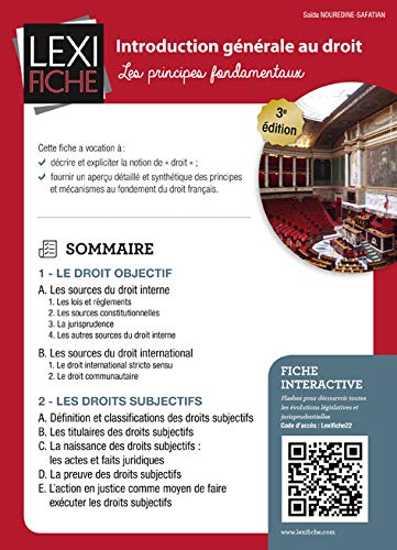 Télécharger Introduction générale au droit : Les principes fondamentaux Livre eBook France