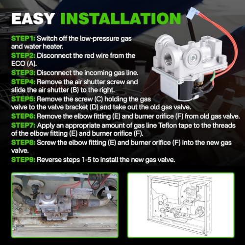 Image of RV Water Heater Gas Solenoid Valve Compatible with Atwood 6 & 10 Gallon Water Heaters, Fits GC6AA-10E GC10A-4E G6A-8E G6A-6E, Replaces 93844 93321 92078