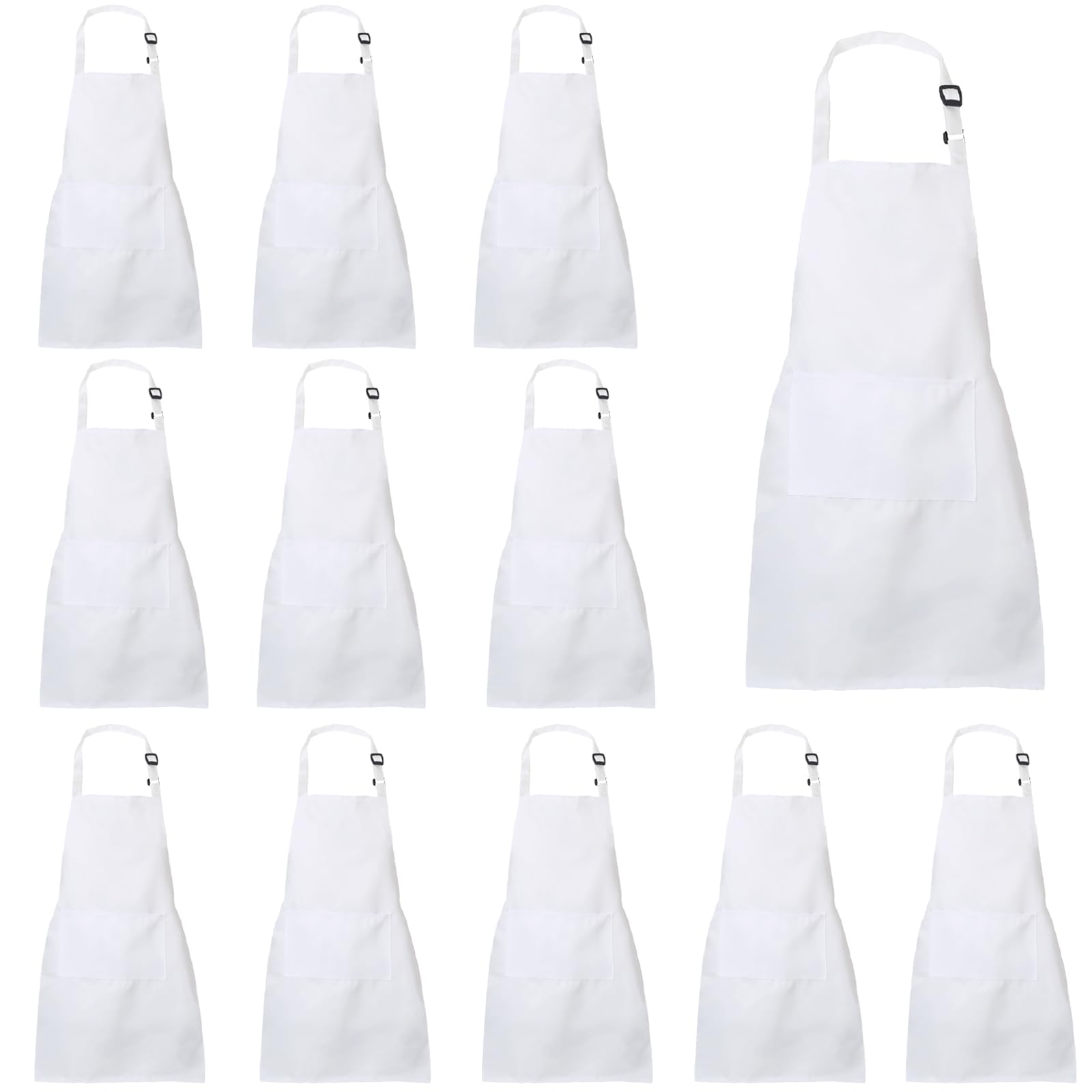 XIEJINJIA 4/12/24 Pack Waterproof Kids Apron with Pockets Adjustable Children Chef Artists Child Cooking Baking Painting for Boys and Girls White