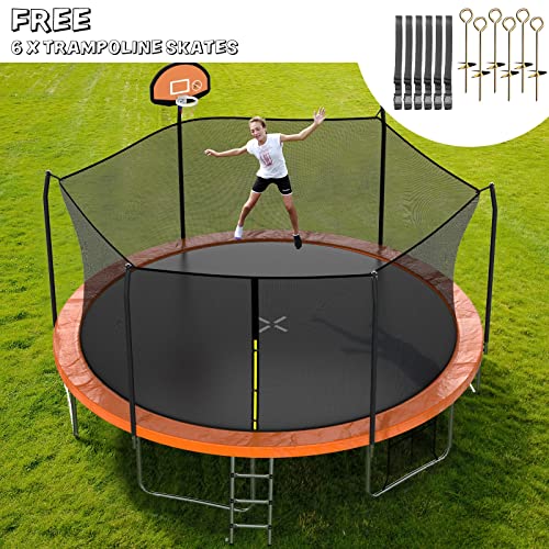 Image of AOTOB Trampoline with Net for Kids Outdoor 15FT ASTM 400LBS-Orange