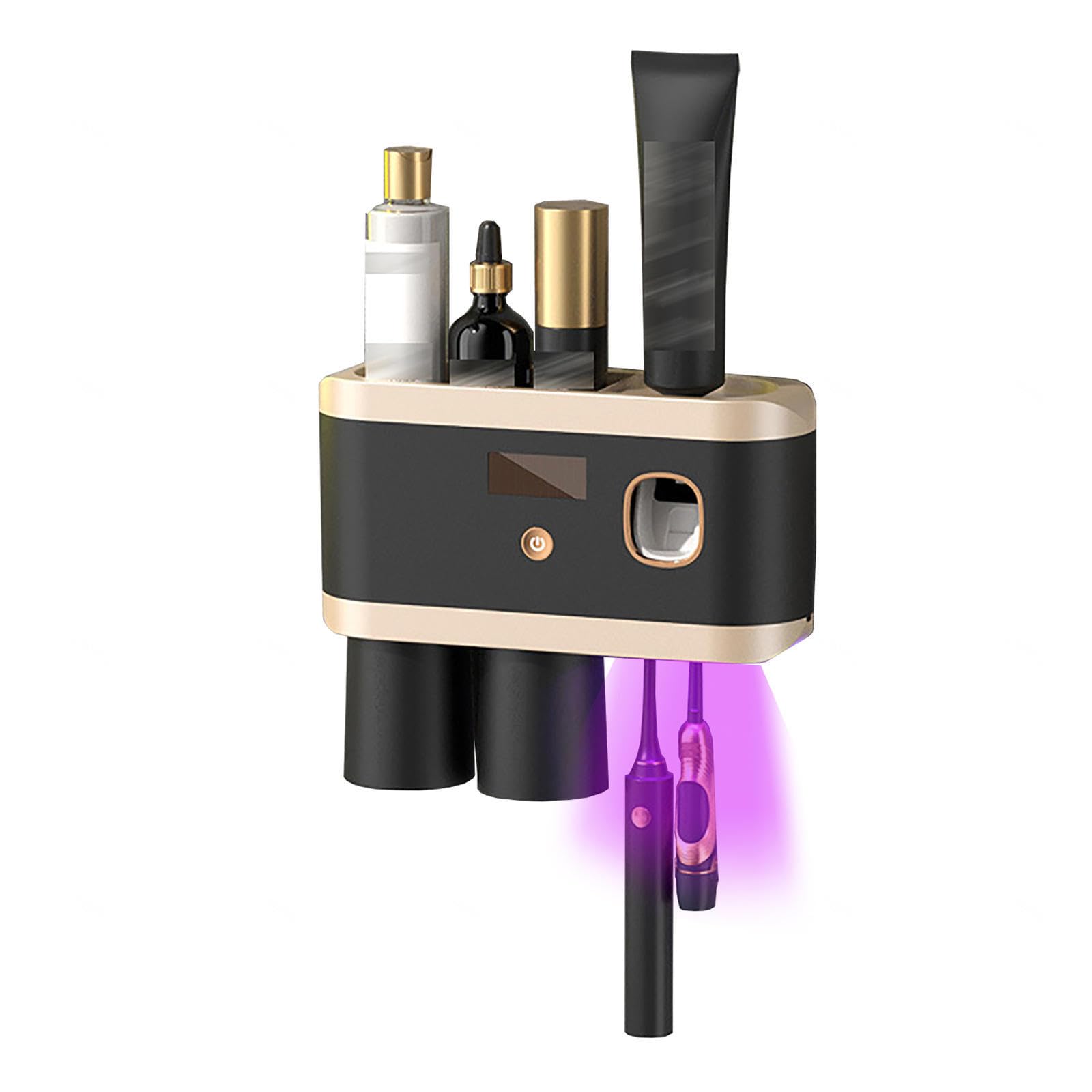 Porta Cepillo De Dientes Inteligente Limpieza Profunda con UV, Soporte Cepillo Electrico Montado En La Pared con Múltiples Ranuras De Carga Solar USB, Soporte Cepillo De Dientes,2-Cups