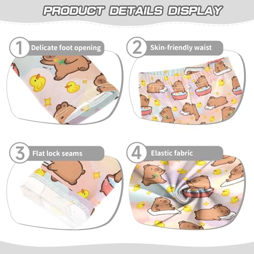 Girls' Athletic Leggings Ankle Length Yoga Dance Pants Kids Teen 4T Capybara Duck3