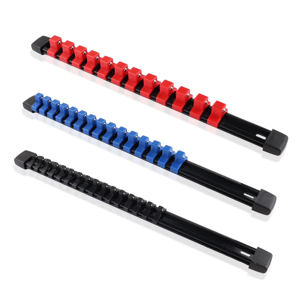 Adjustable&Detachable Socket Organizer for Orderly Storage Car Parts,Fits all 1/2 Inch,3/8 Inch,1/4 Inch Drive,Universal Socket Holders Organizers (1/2,1/4,3/8inch-3pcs)