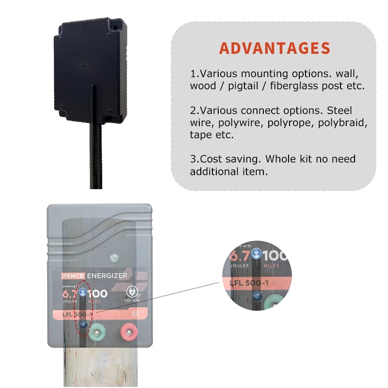 Miniatura 6 de Cargador eléctrico para valla de CA  Rango de 80 millas, cobertura de 250 acres, 110 V, 4.5 julios, voltaje de salida máximo de 10 kV  Energizador