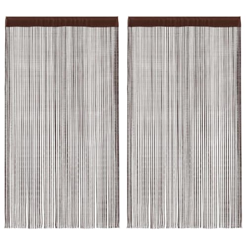 vidaXL 2X Cortinas de Flecos Decoración Ventanas Salón Dormitorio Sala de Estar Cocina Privacidad Protección Bañera 100x250cm Marrón