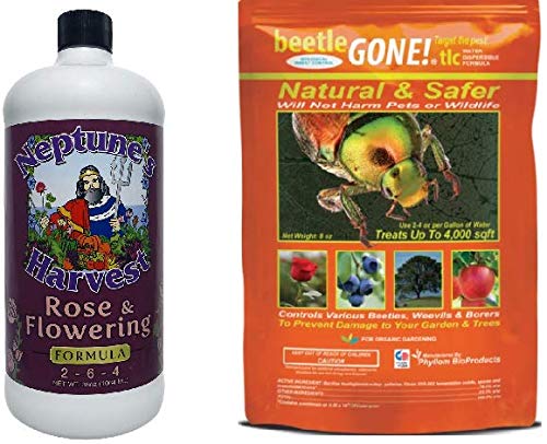 Neptune's Harvest Rose Fertilizer Plus 1 LB beetleGONE! Organic Japanese Beetle & Emerald Ash Borer Control OMRI