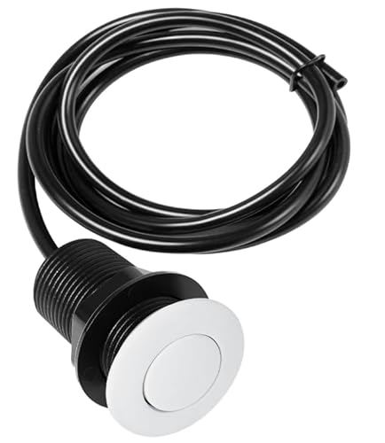 Air Activated Switch Button with Air Hose, Sink Top White Push Button for Food Waste Garbage Disposal Part (Short, 2 Inch)