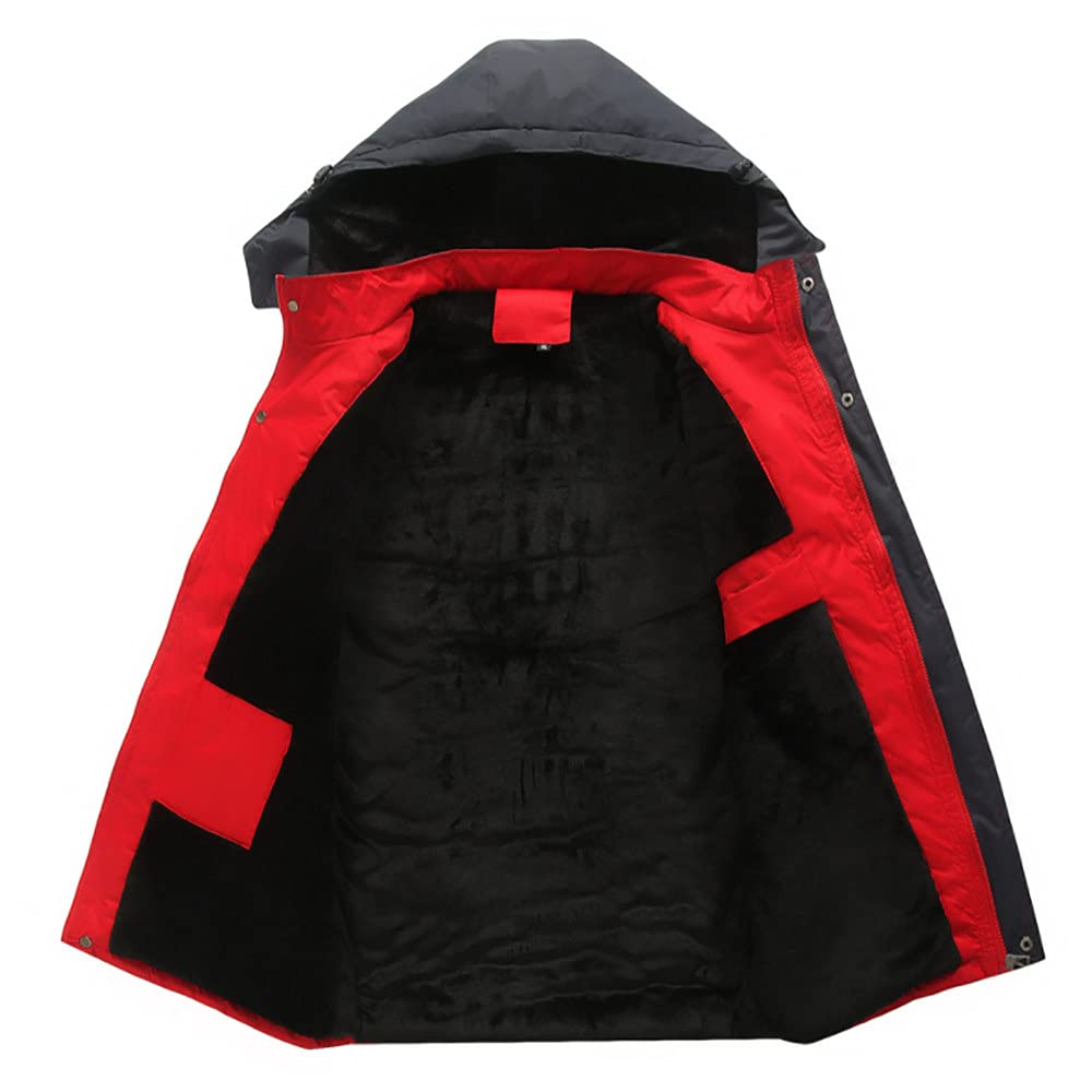 Herren Ski Jacke Skyrim Print Outdoor Winddichte SportmäNtel Mountain Snowboarding Jacken Mit Abnehmbarer Kapuze,Black,3XL Fashion