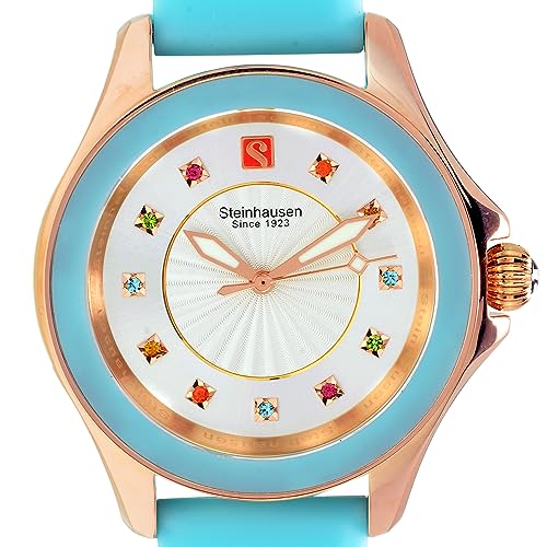 Arbon Collection Blue Stainless Steel Women's Watch with Extra White Silicone Interchangable Band2