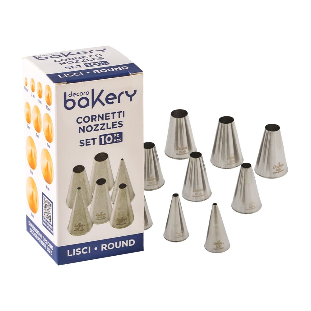 Decora 0263484 Set 10 Douilles Rondes, INOX, Argent, Acier