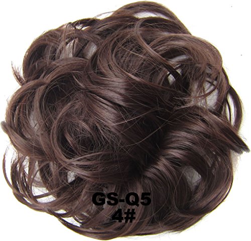 Miss Elegant Messy Hair Bun Extensions Chignons Hair Hair Scrunchie Scrunchy Updo Hairpiece（Darkest Brown Tend to Black）