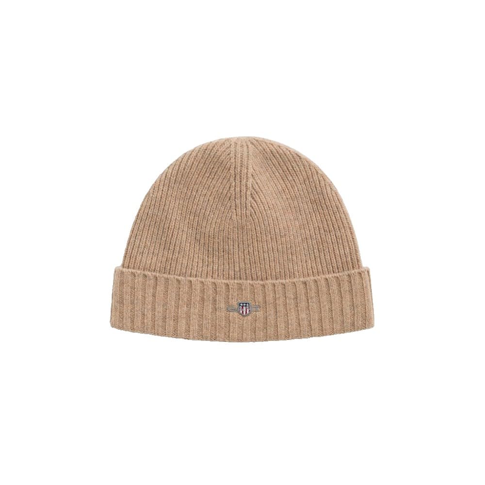 GANT Unisex Shield Wool Beanie, Khaki Mel, One Size