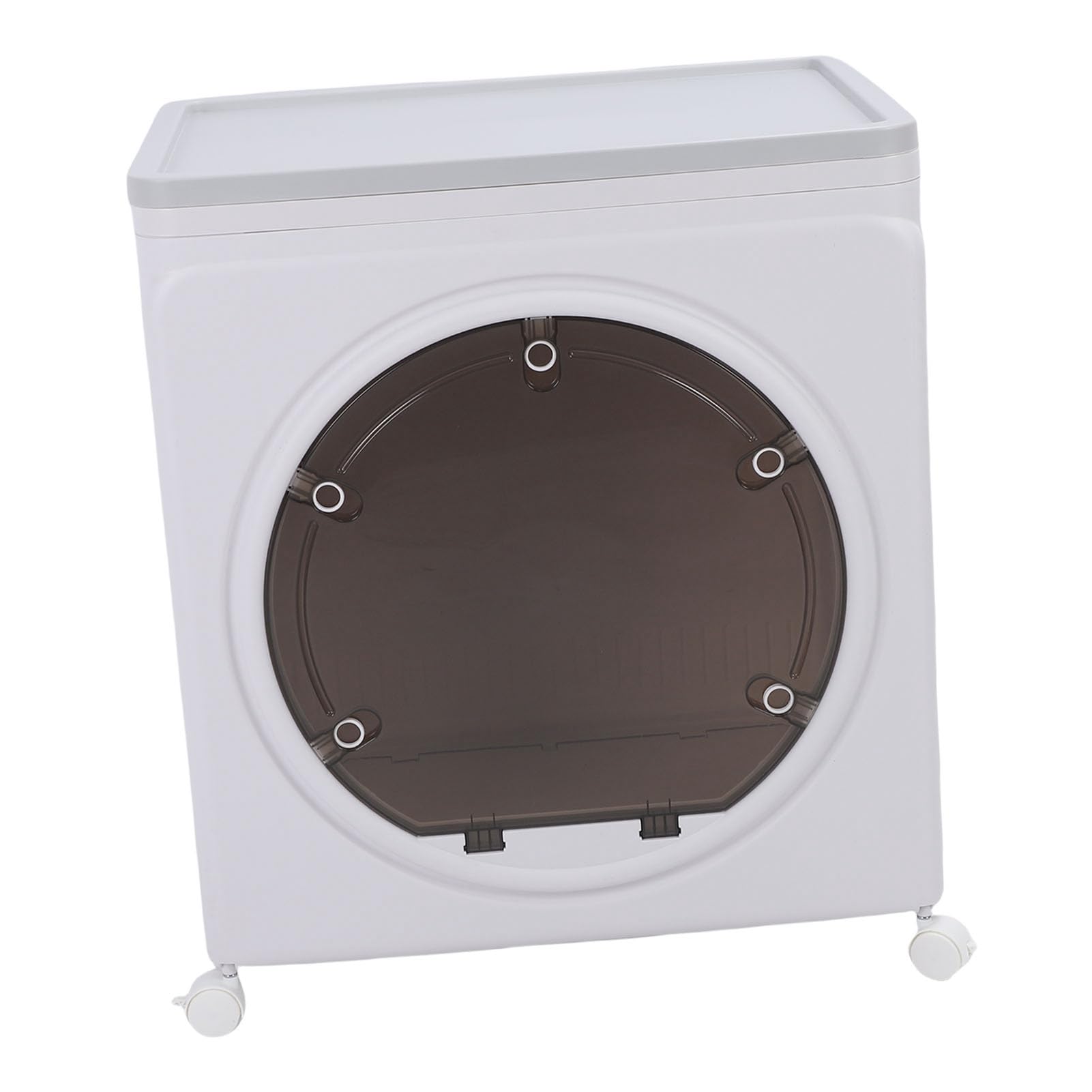 Pojemnik na Ubrania, PP HIPS Organizer na Ubrania do Układania w Stosy 58 X 40 X 68 Cm Składany z pokrywką Przednie Drzwiczki i Kółka do Sypialni Szafa w Akademiku Garaż Kołdra Książki