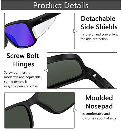 CAXMAN Mens Sunglasses Polarized w/Side Shields Rectangular Sports Sunglasses 100% UV Protection4