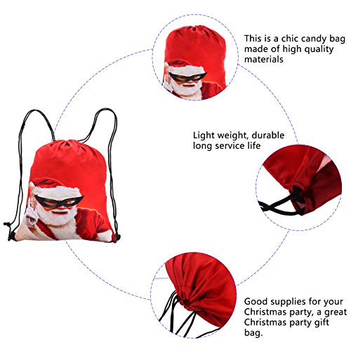 ABOOFAN 2 Pcs Saco de Doces Com CordÃ£o de Natal Com ImpressÃ£o de PoliÃ©ster Mochila Com CordÃ£o pa